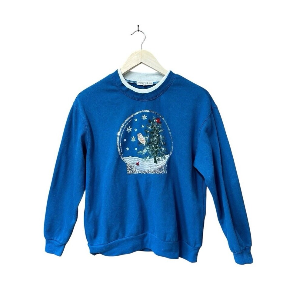Margaux & Lexi Sweatshirt Women's Small Pullover Cardinal Owl Tree Blue